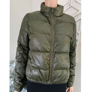J. Crew Army Green Puffer Hooded Winter Jacket Coat
